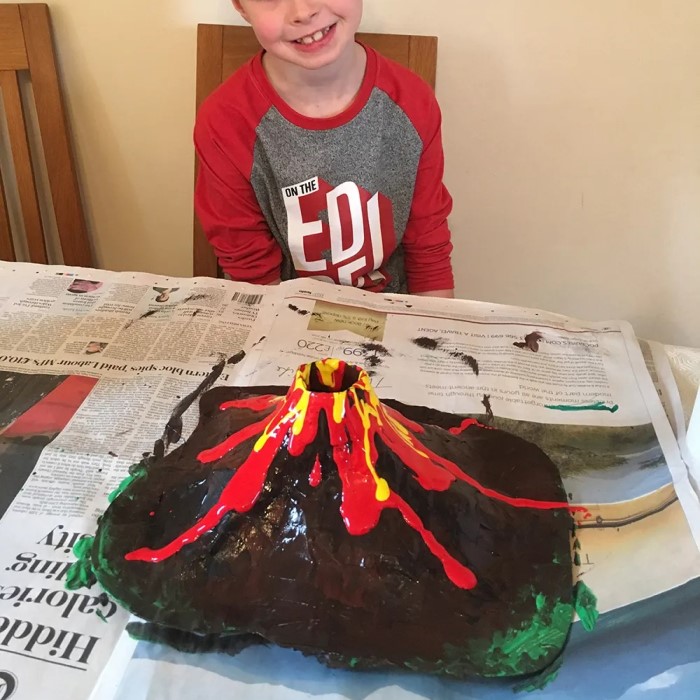 paper mache volcano