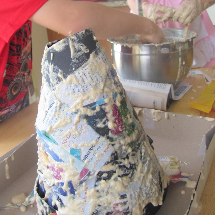 paper mache volcano