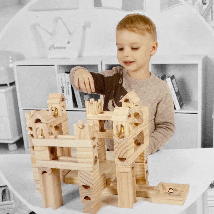 marble run toy wooden