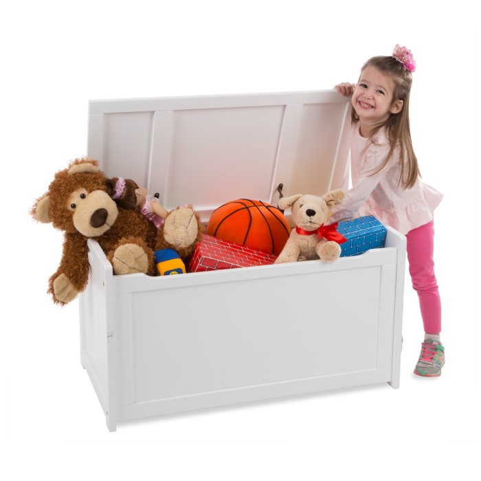 white wooden toy chest