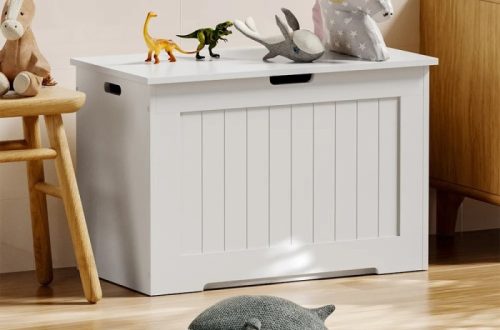 white wooden toy chest