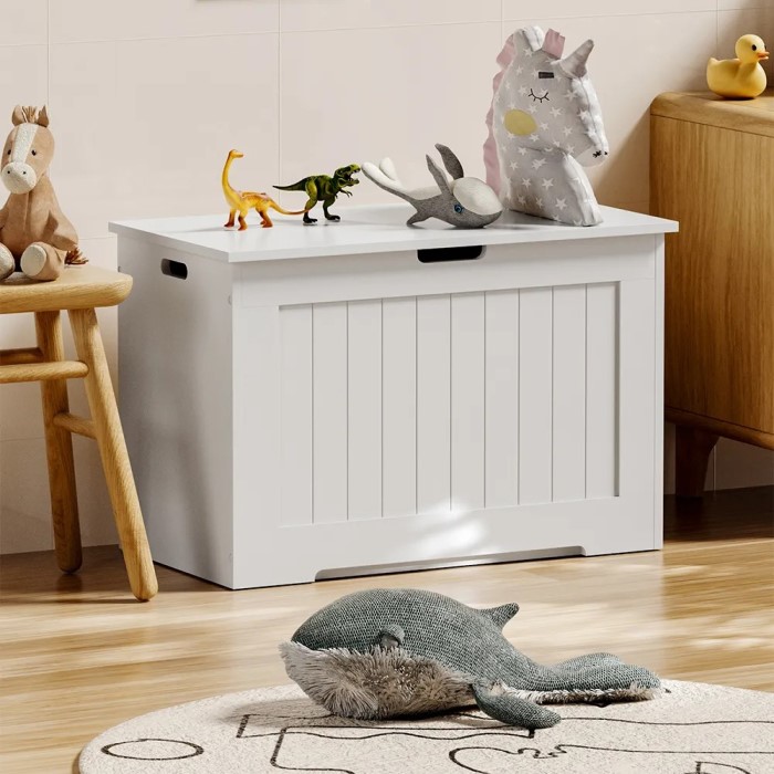 white wooden toy chest