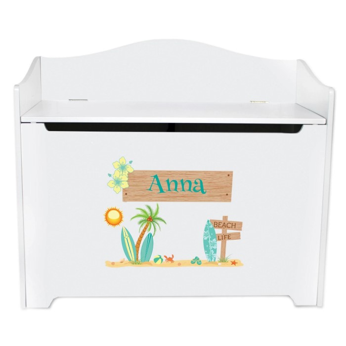 white wooden toy chest