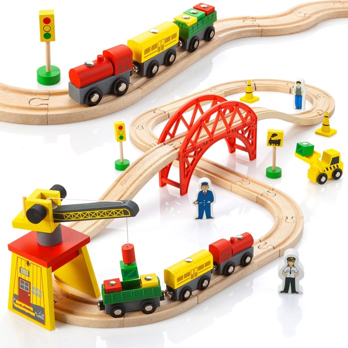 wooden toy train set