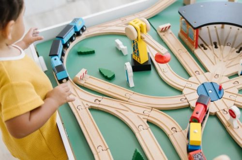 wooden toy train set