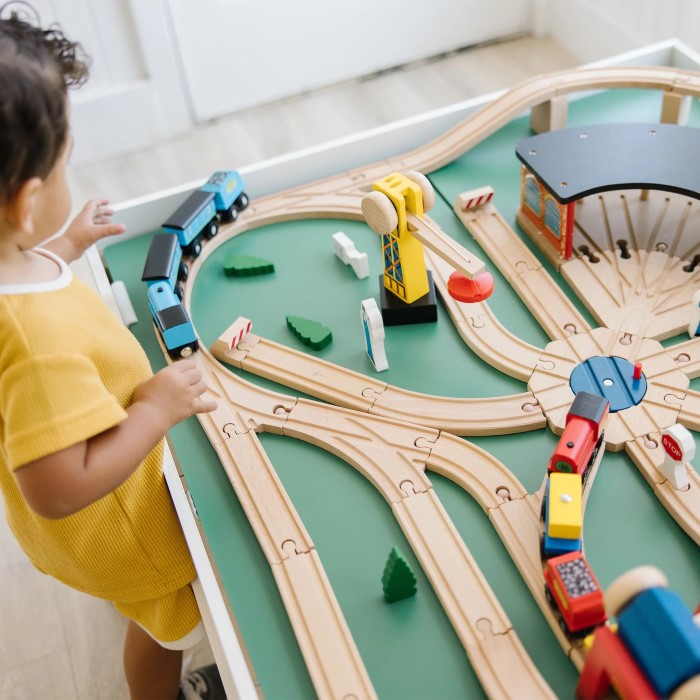 wooden toy train set