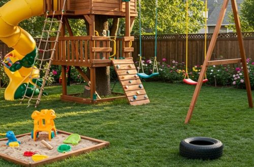 wooden outdoor playset