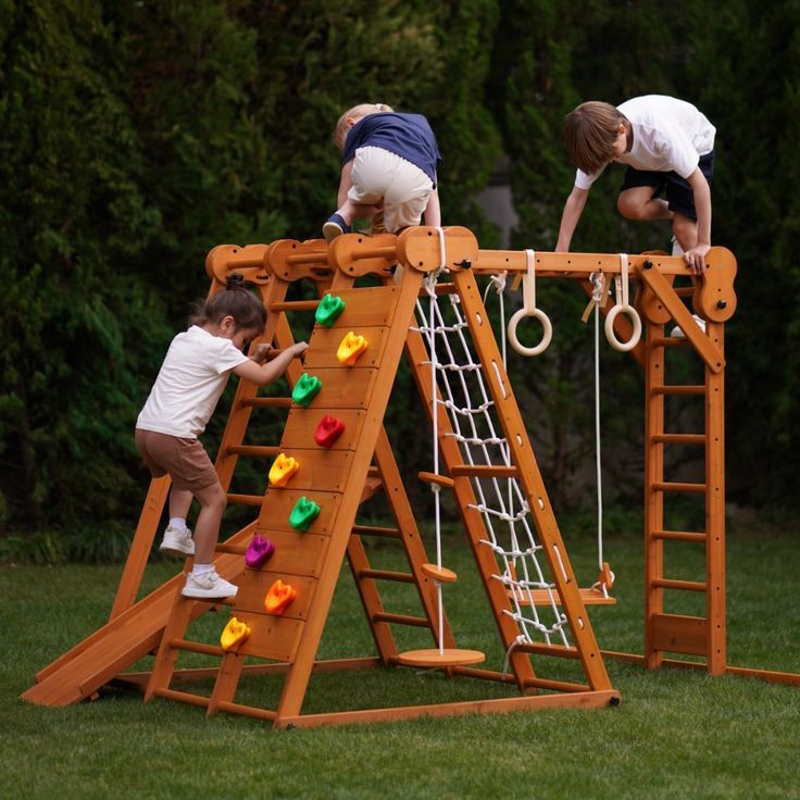 wooden outdoor playset